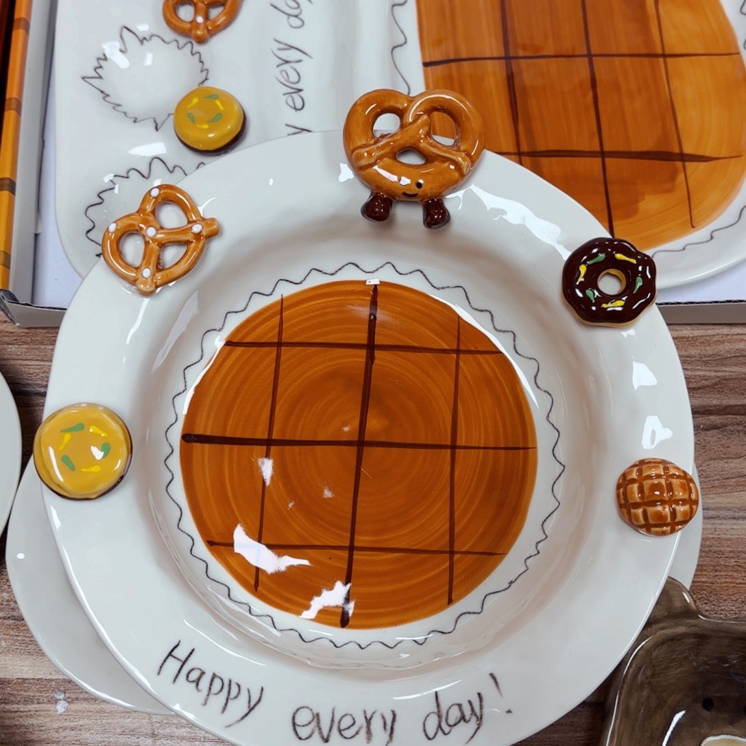 白瓷碱水结八点五寸反口盘手工