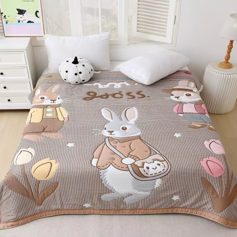 【温暖家居】棉纱泡芙被森林兔-200x230