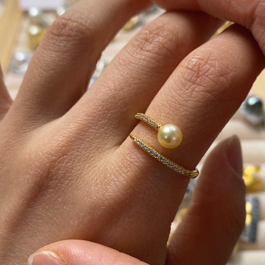 海水珍珠戒指银S925镶嵌