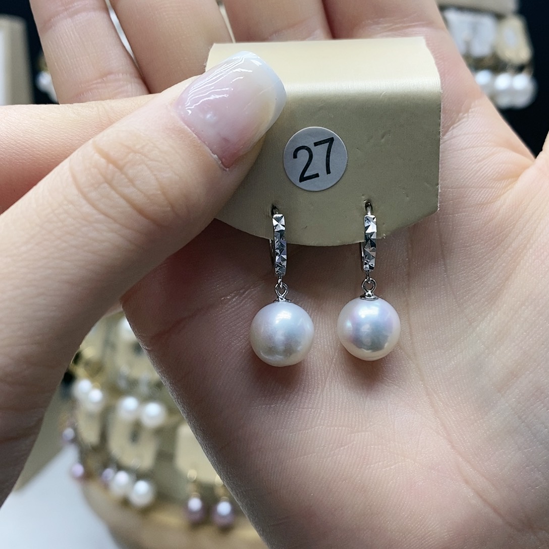 淡水珍珠耳饰银S925镶嵌家**女