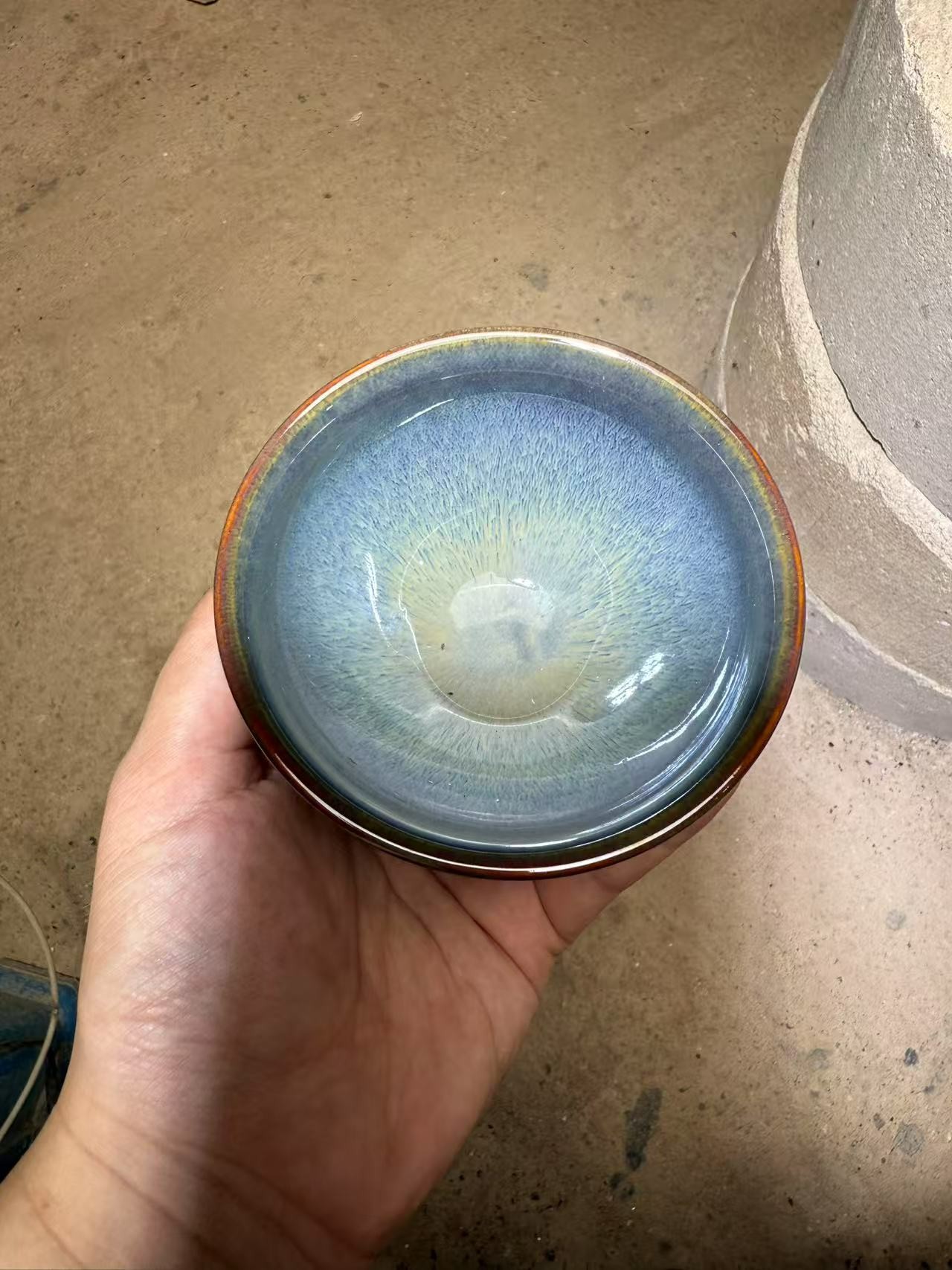 茶器茶杯 天青色 束口杯