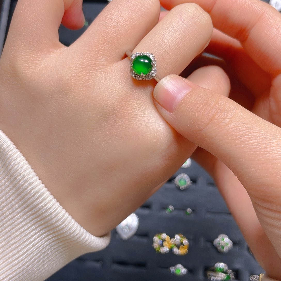 翡翠戒指银S925镶嵌杜*戒指