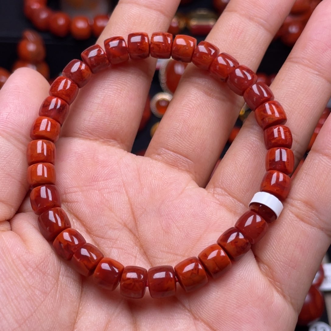 南红玛瑙珠宝奇石未镶嵌单圈7mm