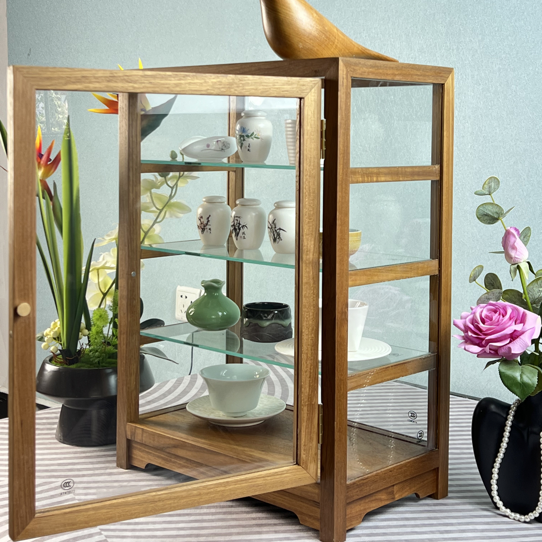 柚木原木四层收纳柜茶空间杯子收纳多功能 430*250*600