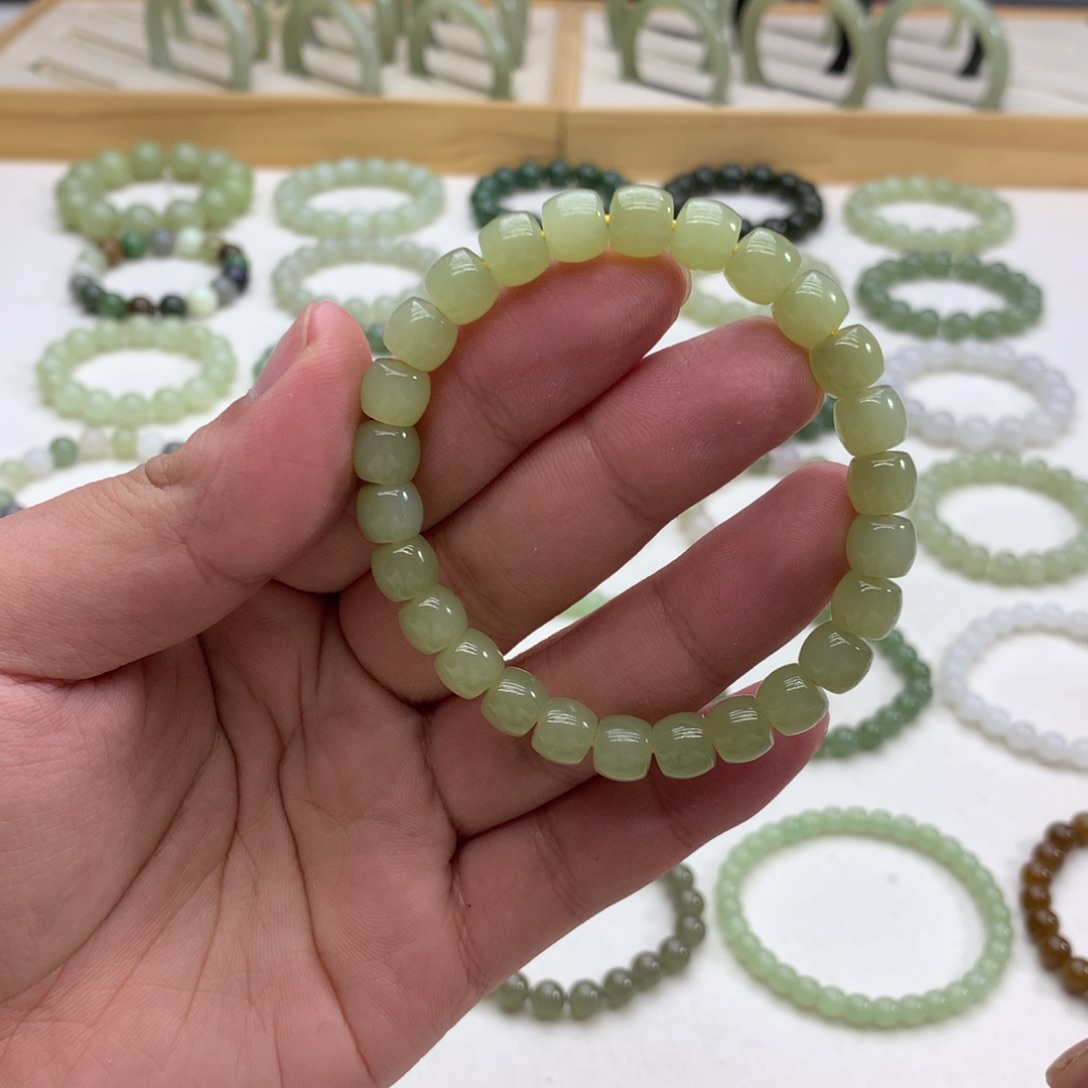 和田玉手串（直切黄口8）未镶嵌