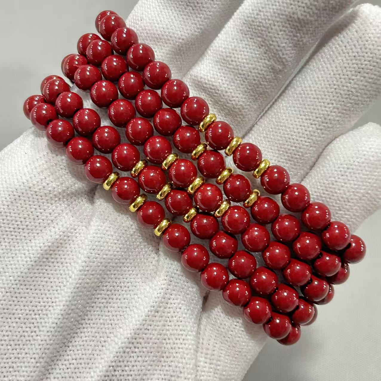 含辰砂工艺品A133   卡0.6 圆珠单圈手串（合成）