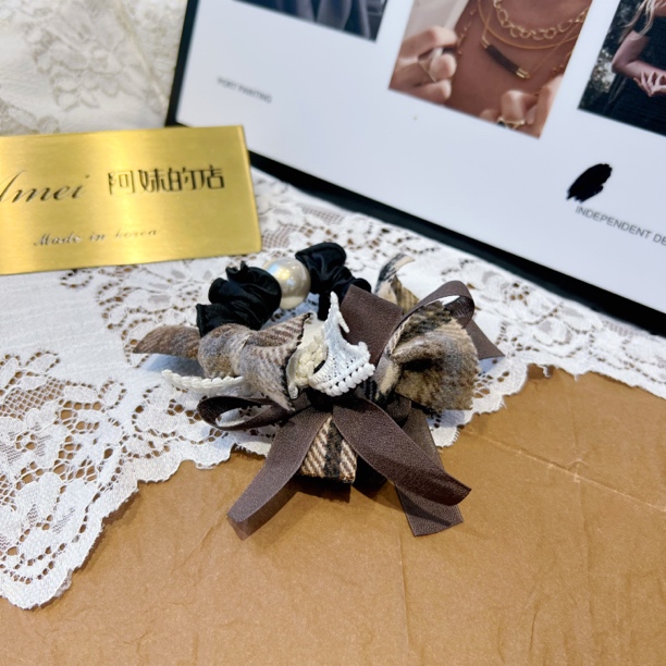 新款大肠发圈气质甜美蝴蝶结蕾丝百搭头饰皮筋原创设计扎头发发绳