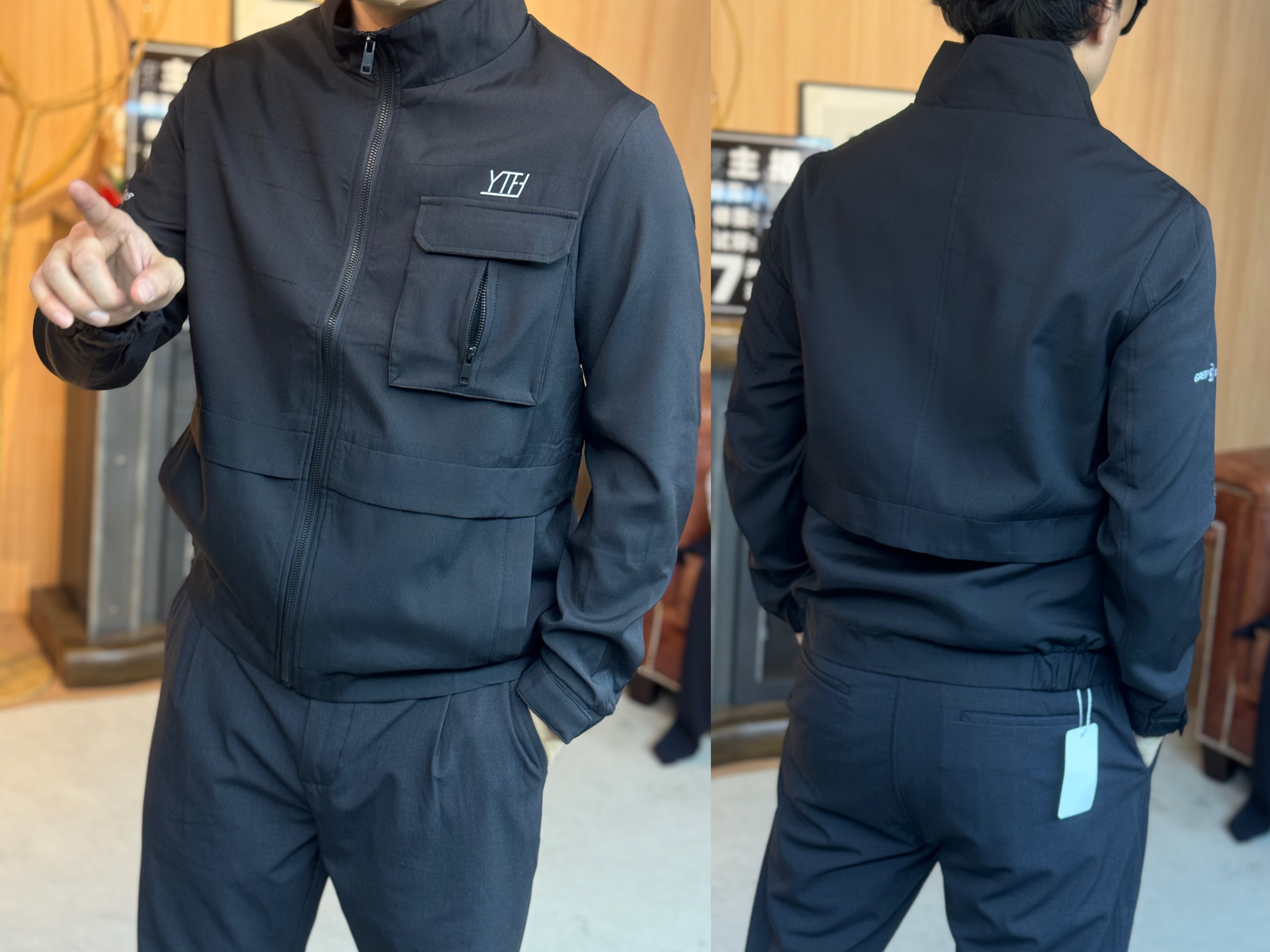 21072-秋款透气软壳外套常规立领黑色商务春秋户外长袖套装