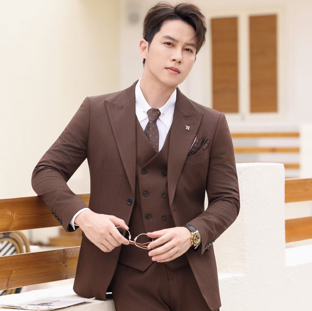 2026新郎西服套装男商务职业正装结婚礼服休闲英伦风修身西装外套