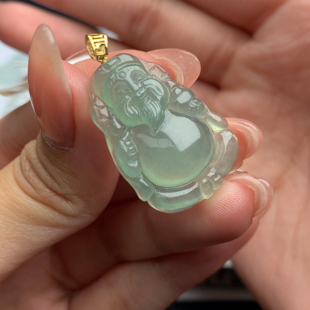 翡翠吊坠(不含链)18K金镶嵌