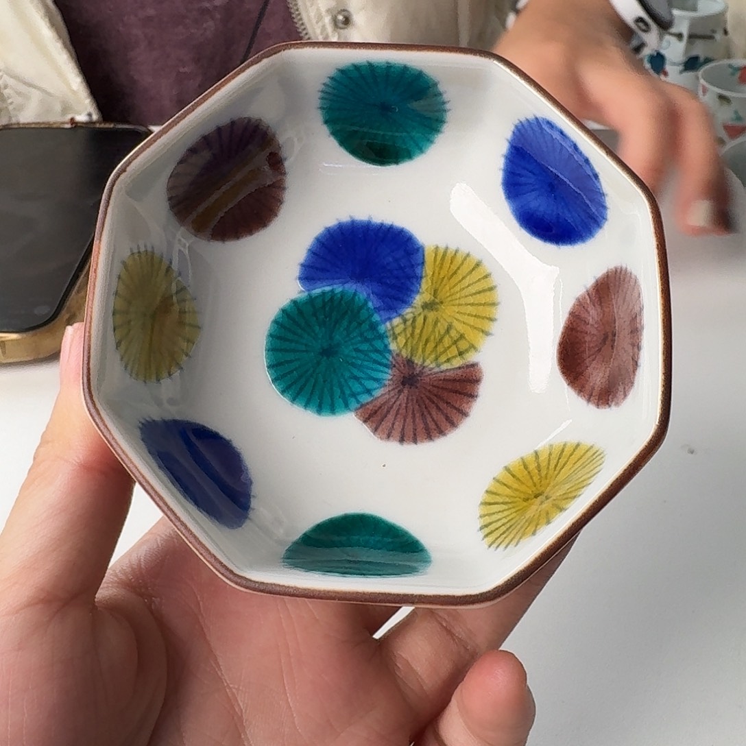 瓷片九谷烧八角松绘钵