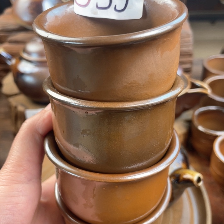 壶文*建水紫陶白泥柴烧杯