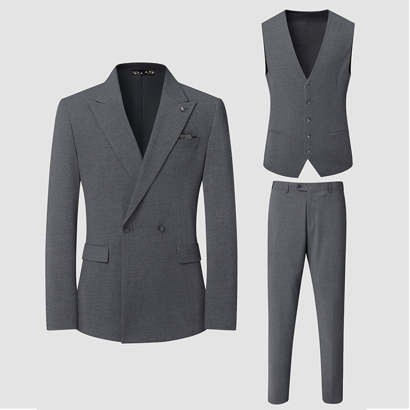 高大胖大码男装春秋商务休闲三件套西服加大加肥套装新郎礼服