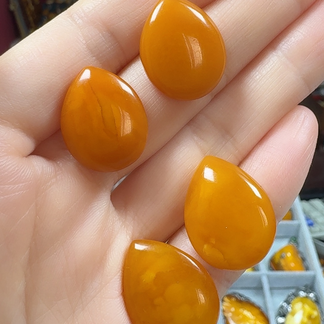 约***盒蜜蜡银S925镶嵌耳饰耳钉多样发一