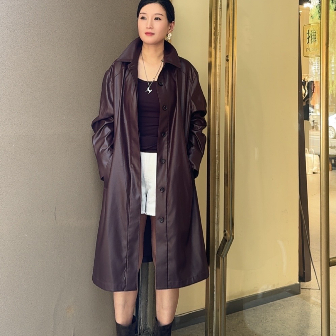 Shang1油蜡长款大衣宽松百搭舒适实用