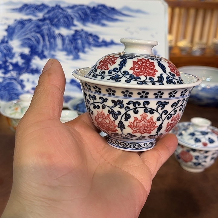 錡镇堂手工手绘盖碗