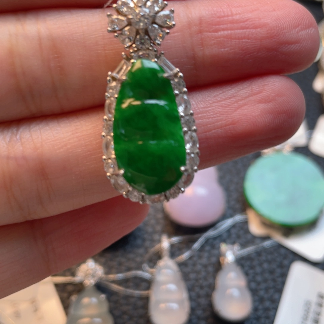 翡翠银S925镶嵌吊坠(不含链)