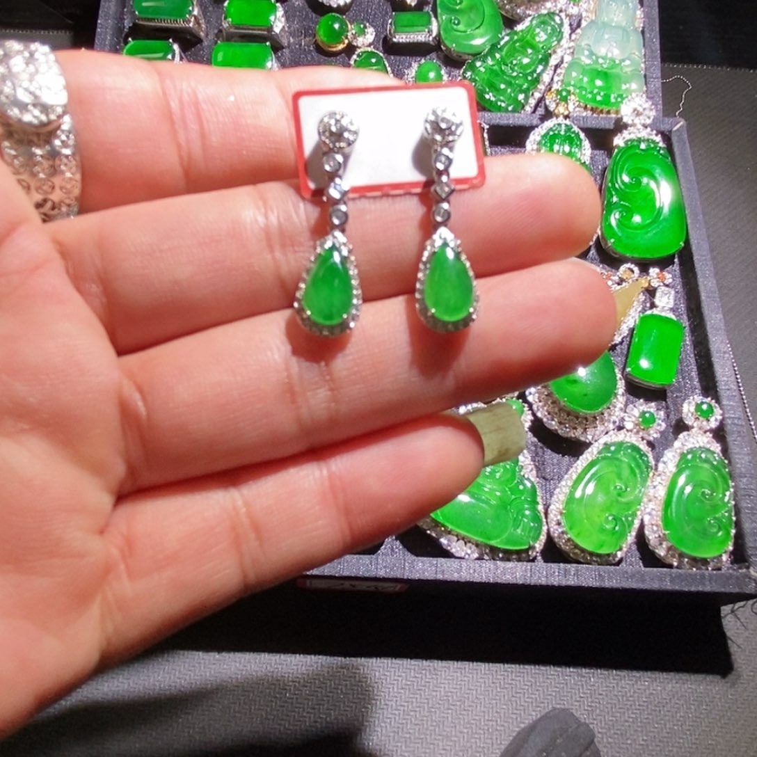 翡翠未镶嵌耳饰A货翡翠9