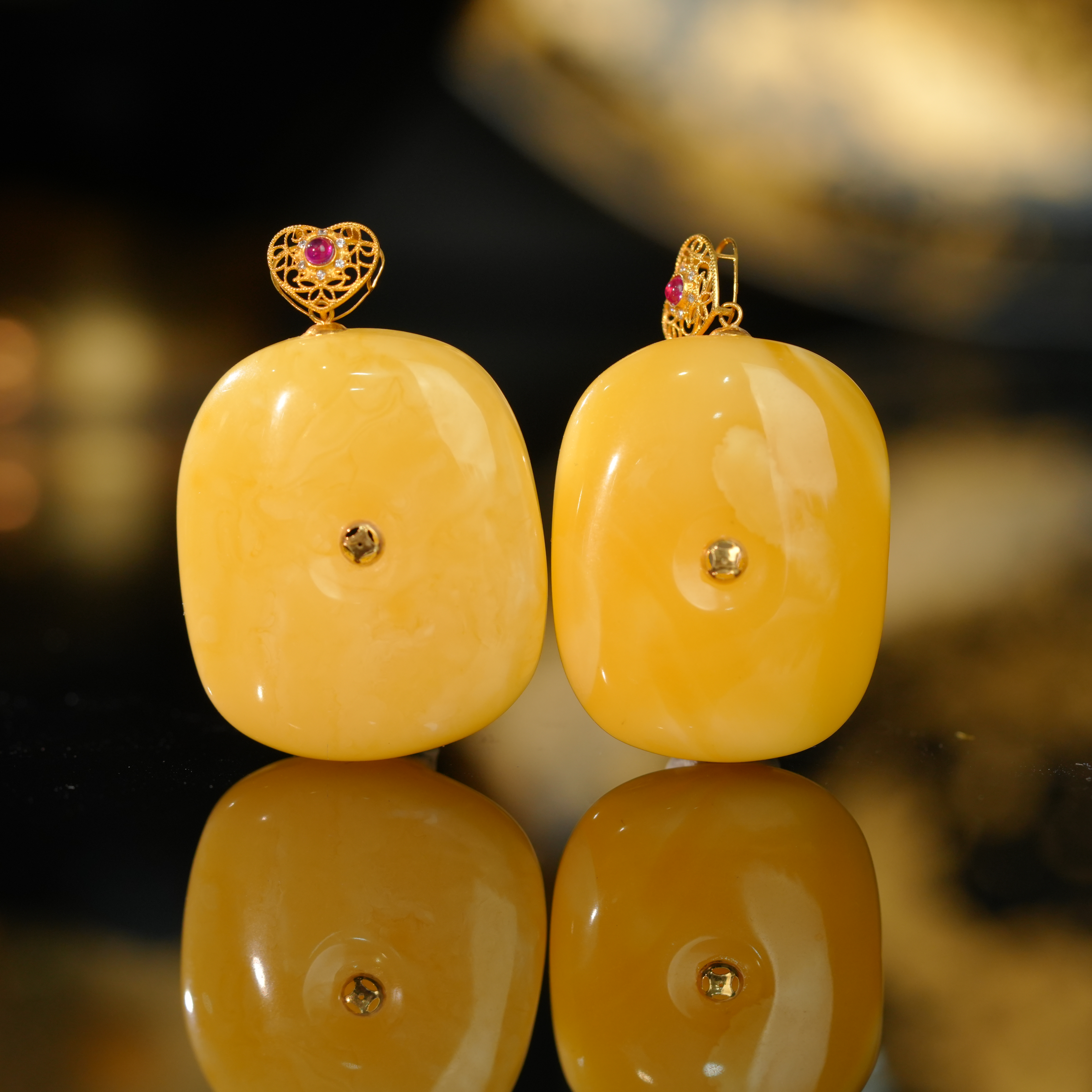 【初见珠宝】18k金蜜蜡吊坠5-1CH361X55【多样性发一件】