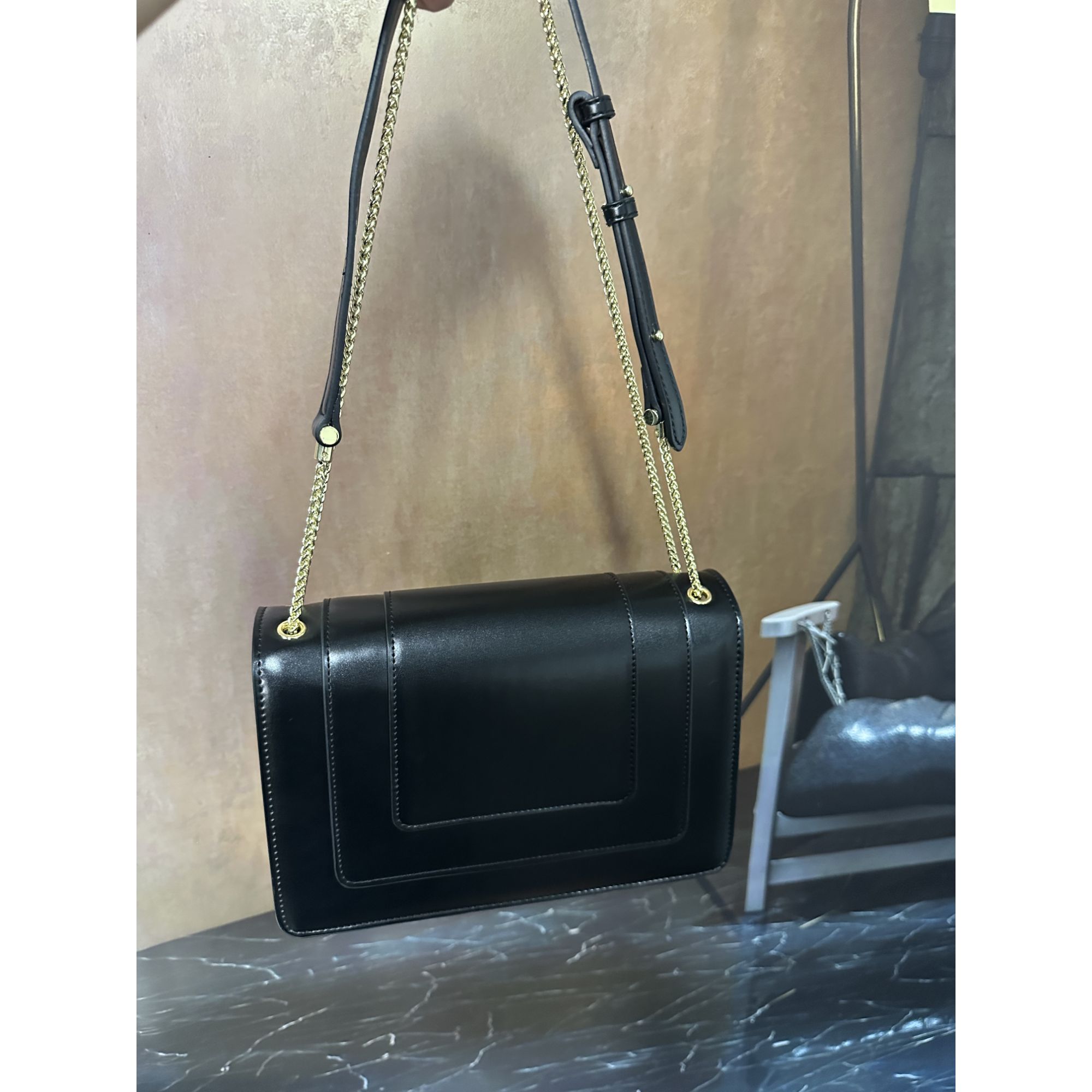 姝宴真皮女包方块黑色-大号