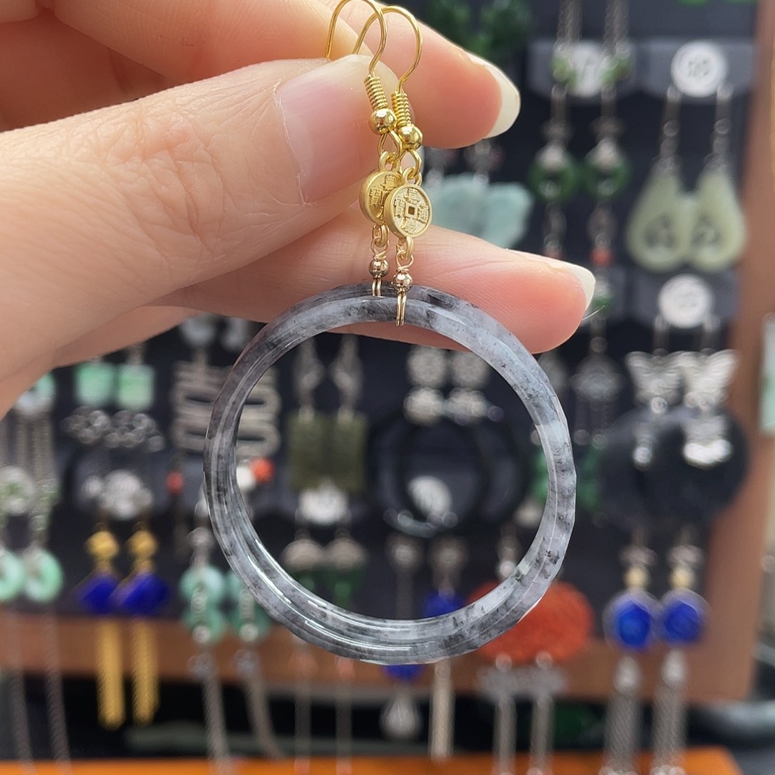 翡翠耳饰银S925镶嵌377fjjjhhh