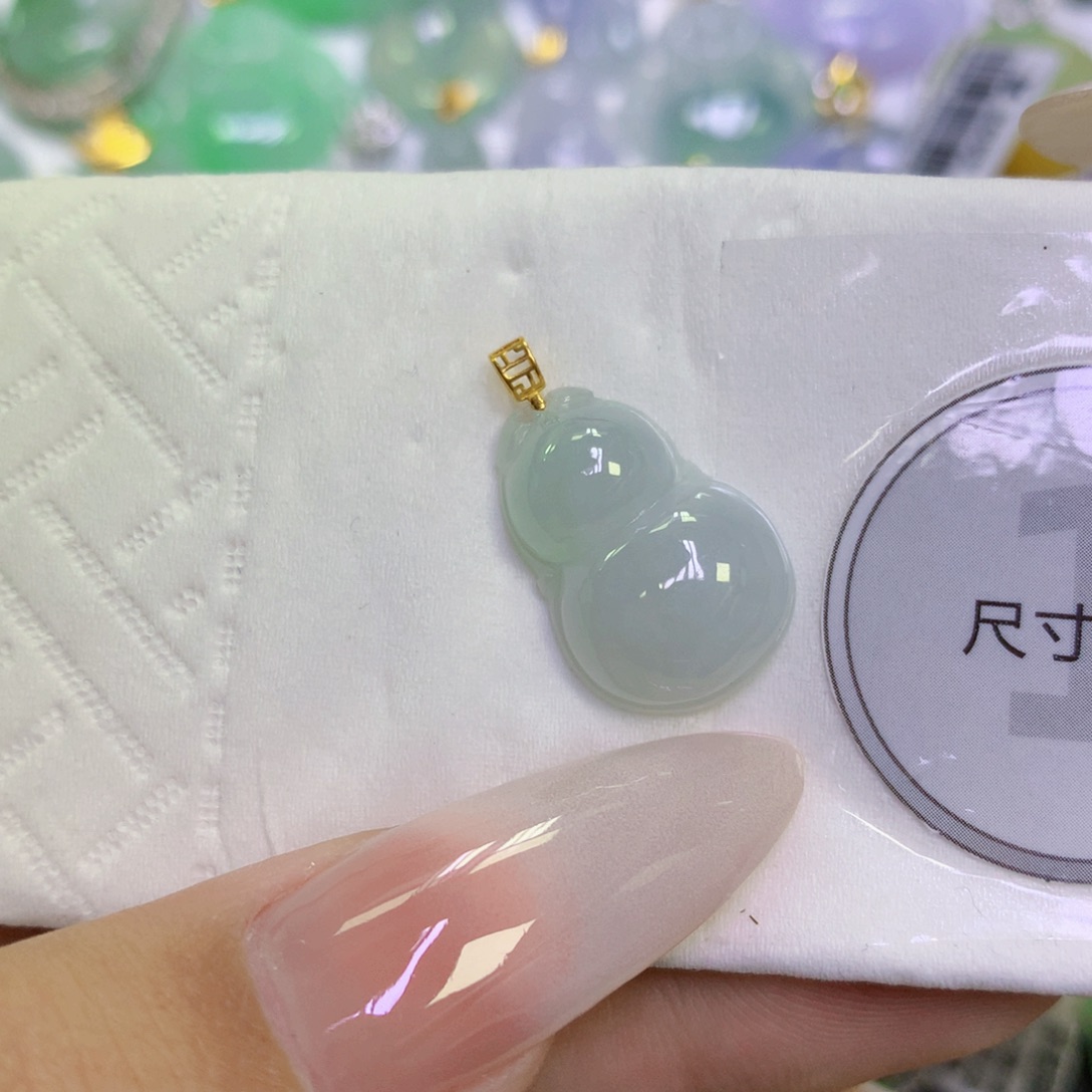 翡翠18K金镶嵌颈饰天然缅甸翡翠a货百元以上9元证书费自理