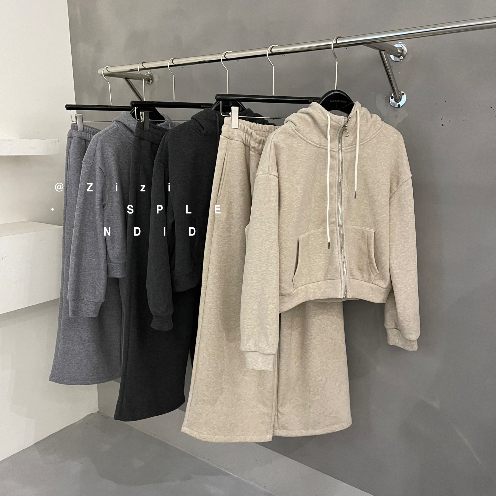 Elephant-9002-新 休闲运动套装显瘦秋冬网红时尚连帽卫衣套装