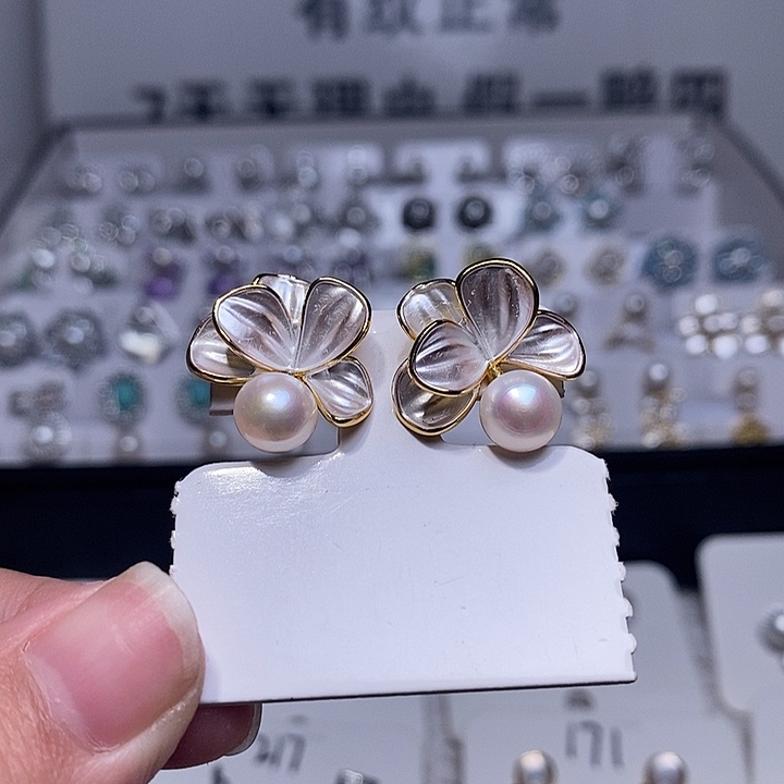 耳饰淡水珍珠银S925镶嵌