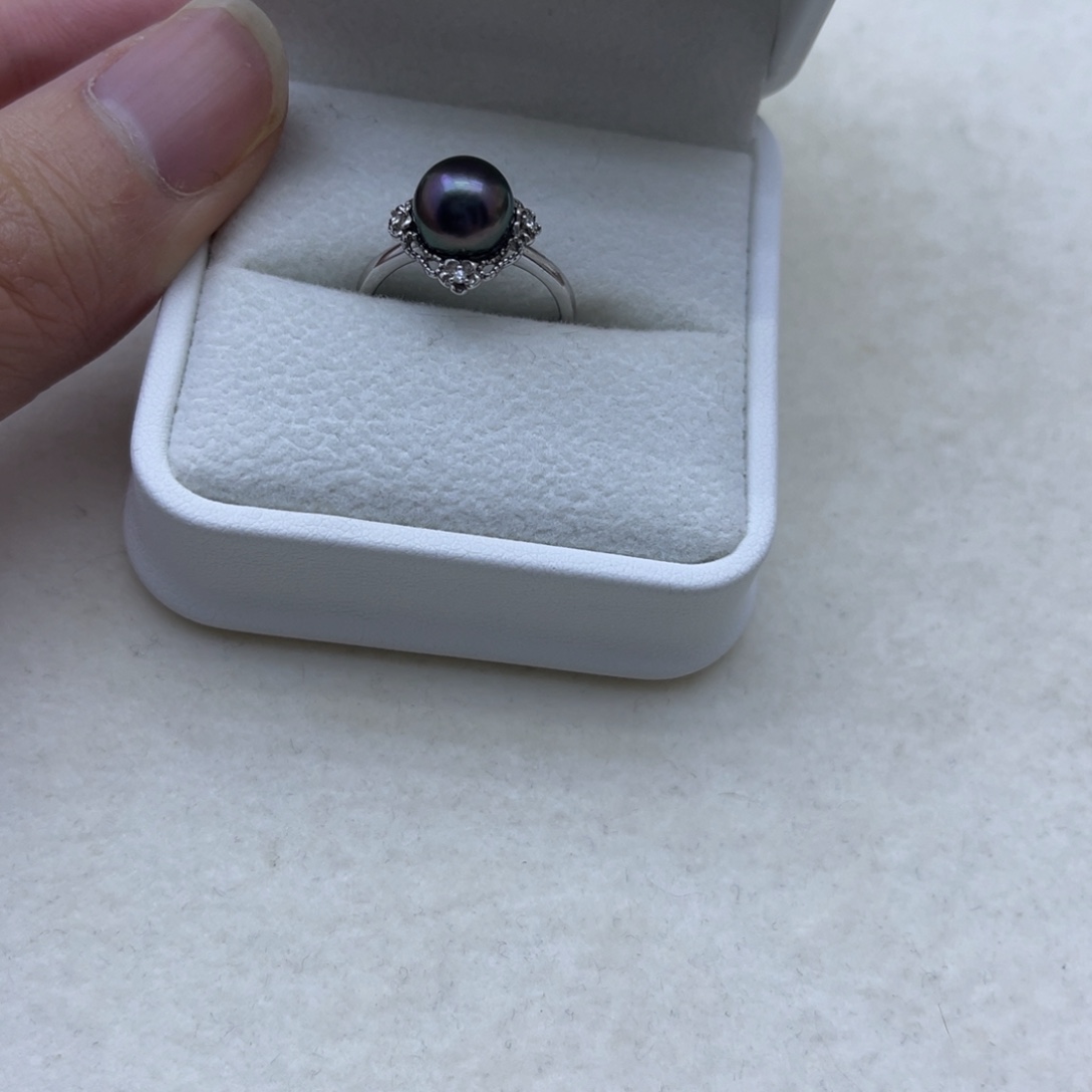 戒圈银S925镶嵌海水珍珠