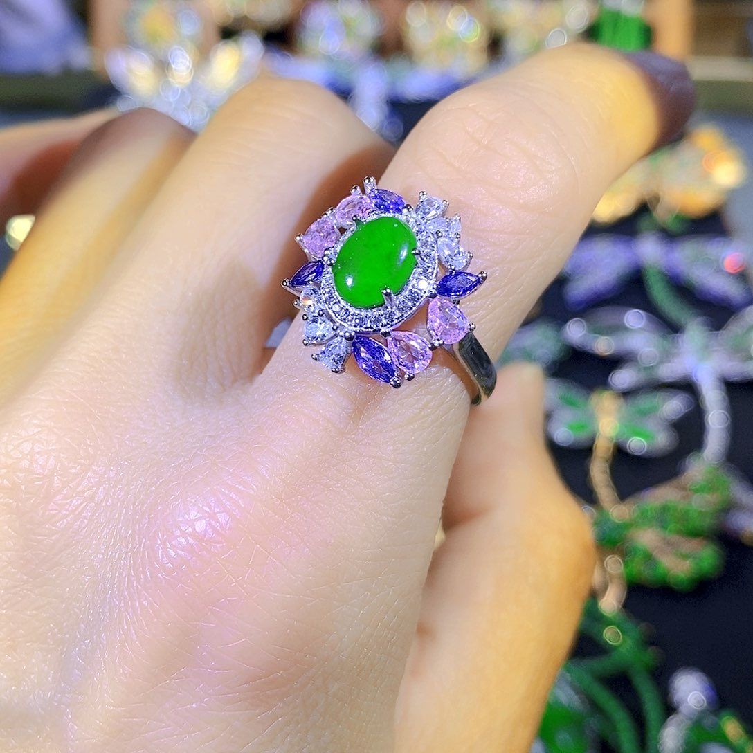 吊坠(不含链)银S925镶嵌翡翠