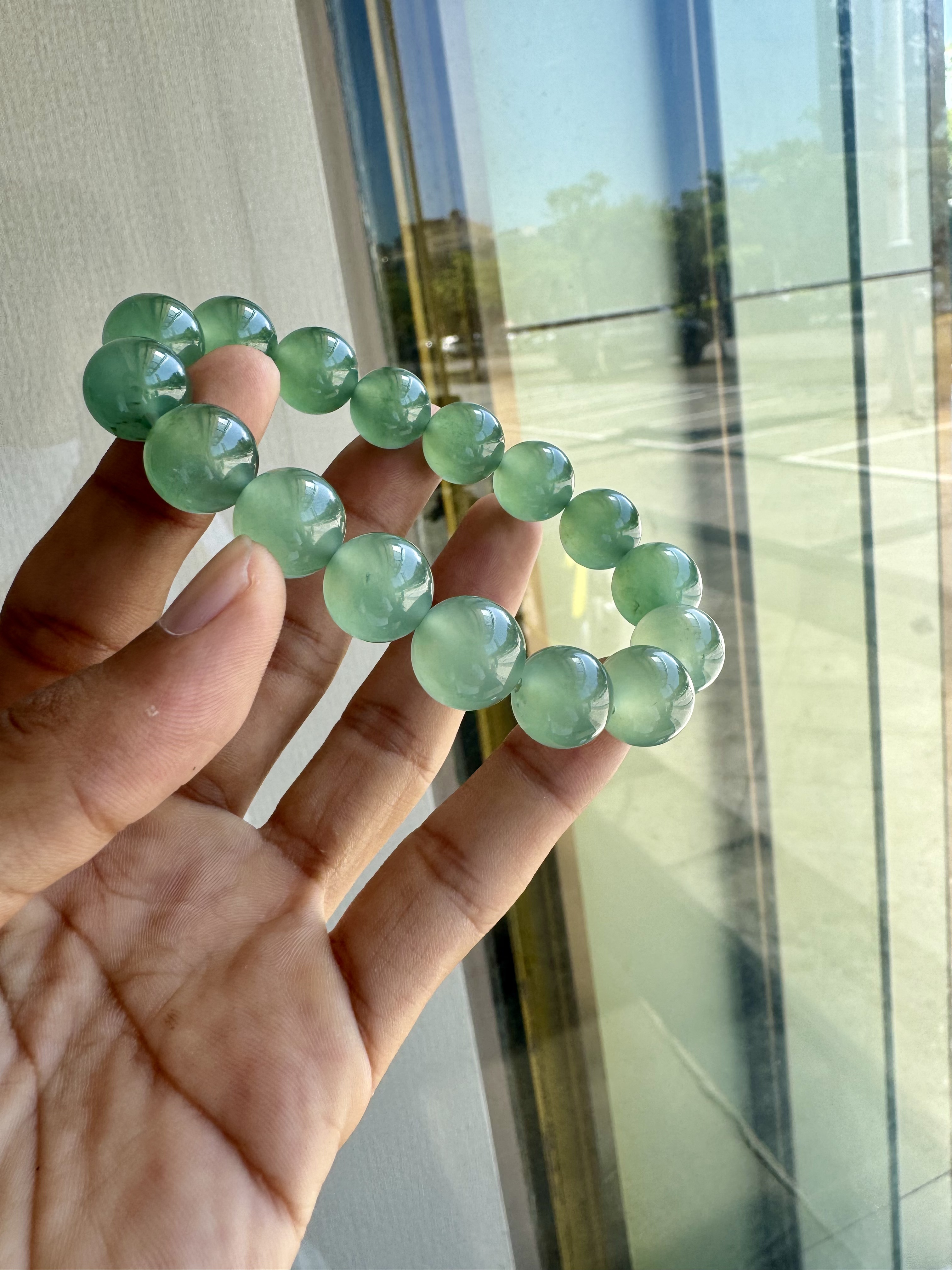 天然缅甸A货翡翠晴水手串卡12.7