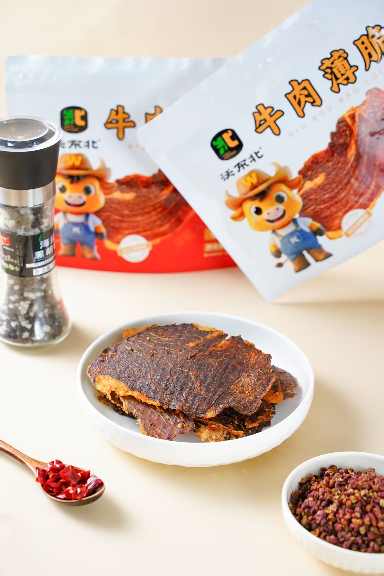 沃东北牛排薄脆片高蛋白烘烤牛肉薄 脆健身代餐解馋零食50g*二袋