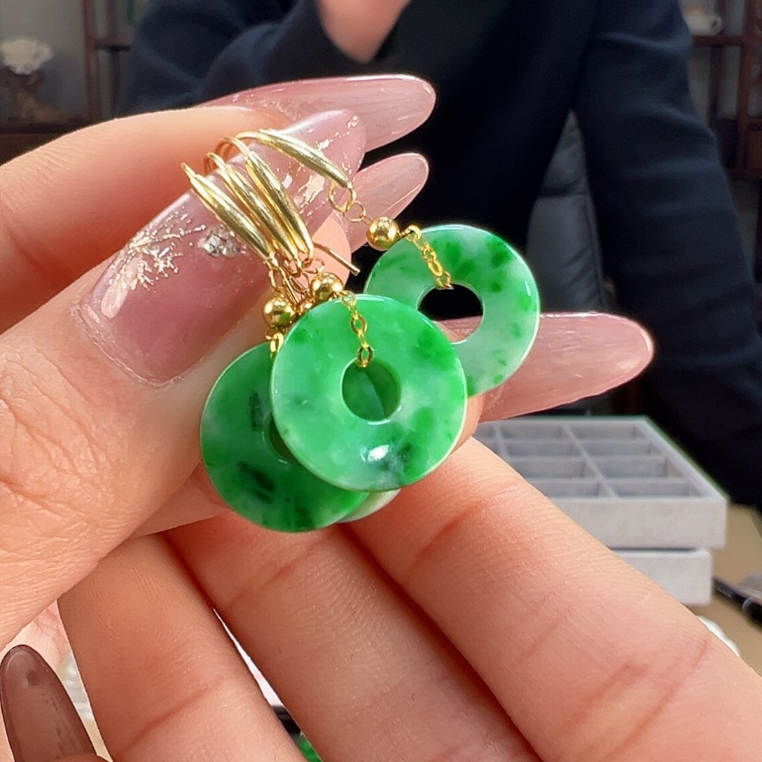 翡翠耳饰18K金镶嵌多样性发货一幅41