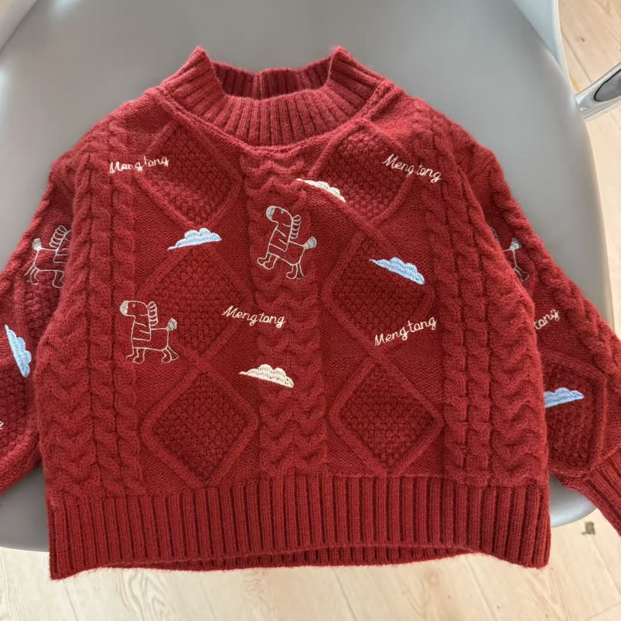 幂姐童装 儿童毛衣外套冬季夹棉加厚上衣外穿套头毛衣