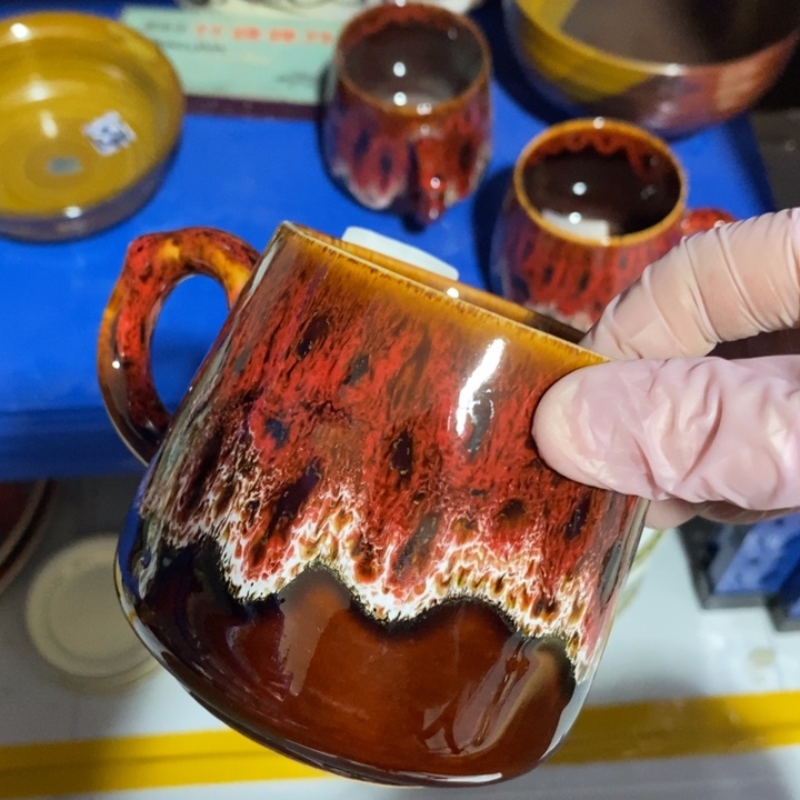 瓷片七厂窑变茶杯微失圆