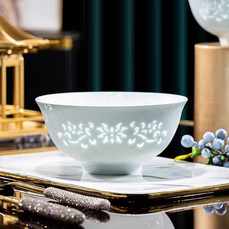 【玲珑瓷】6英寸面碗景德镇高温玲珑瓷白瓷