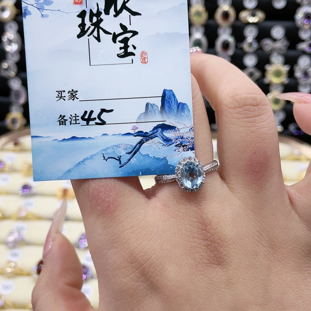 托帕石戒指银S925镶嵌?**?45