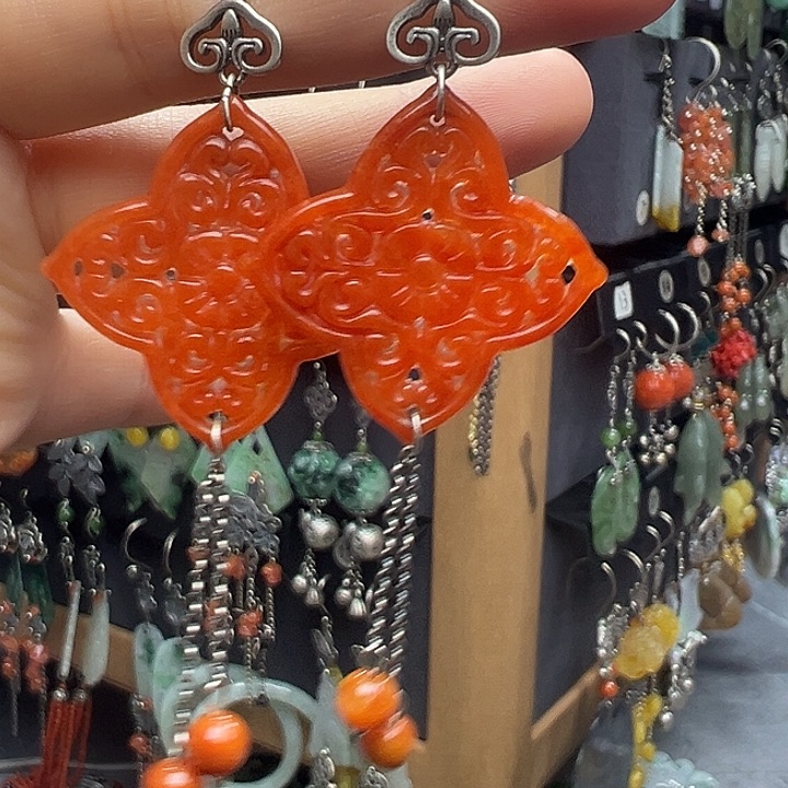 翡翠银S925镶嵌耳饰