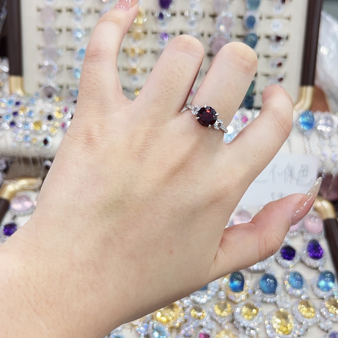 烟晶银S925镶嵌戒指