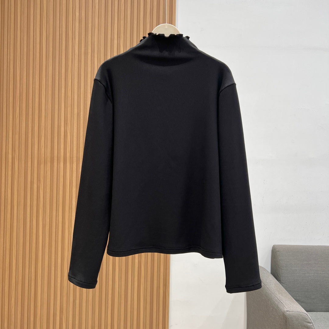 秋冬女士半高领木耳边磨毛打底衫纯色基础百搭打底衫931