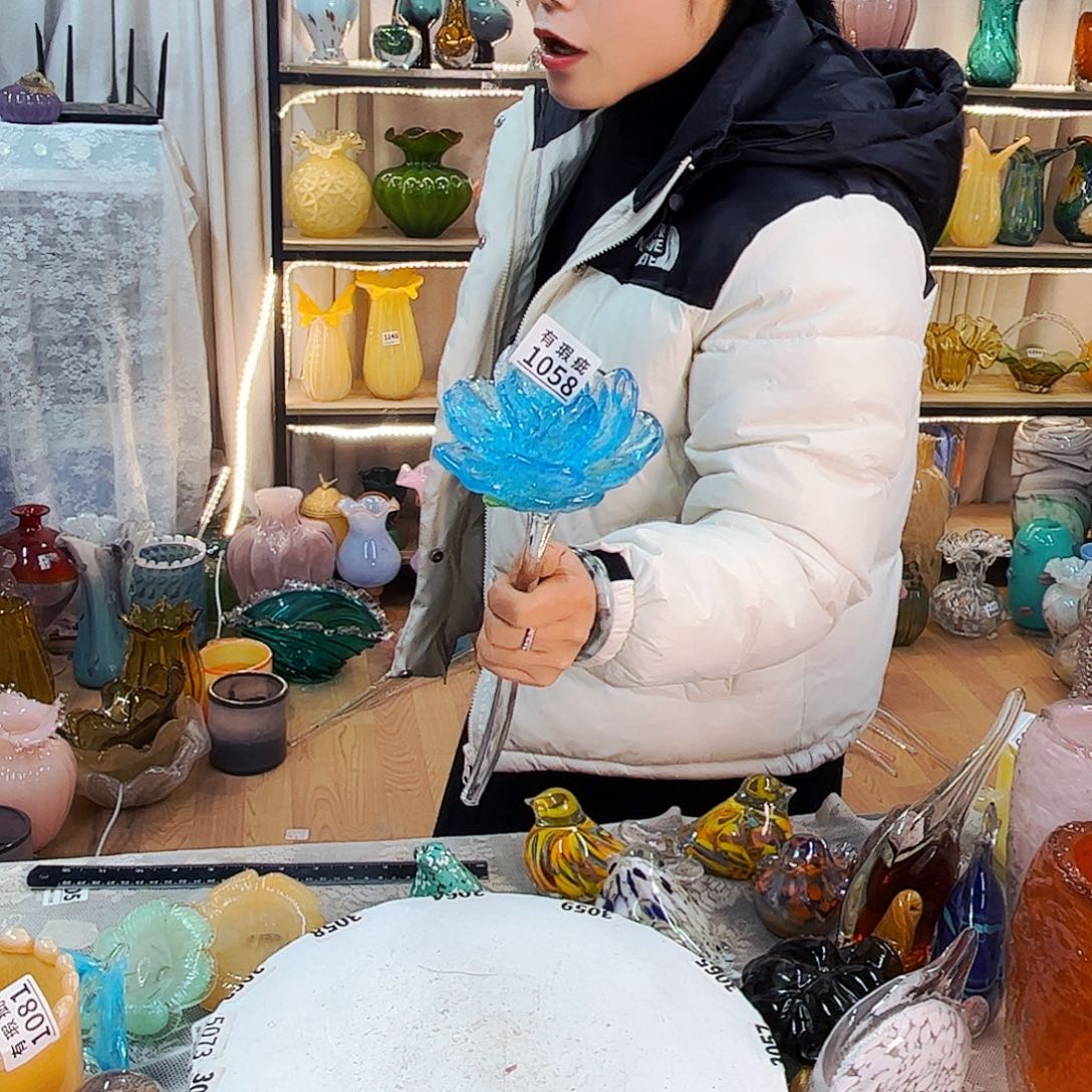 牡丹花家悦美居琉璃摆件微瑕