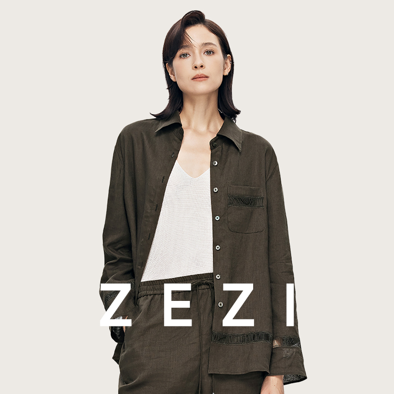 ZEZI【冯超专属】天然亚麻衬衫女商务通勤职业休闲衬衫亚麻Z13B521S