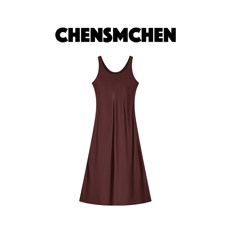 CHENSMCHEN 醋酸轻奢纯色飘逸感连衣裙女夏时尚优雅裙子CSL5102SL