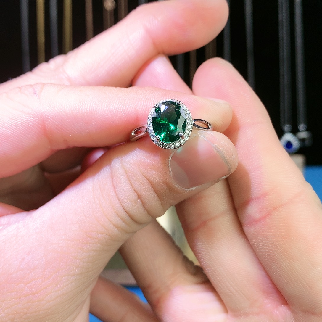 透辉石戒指银S925镶嵌