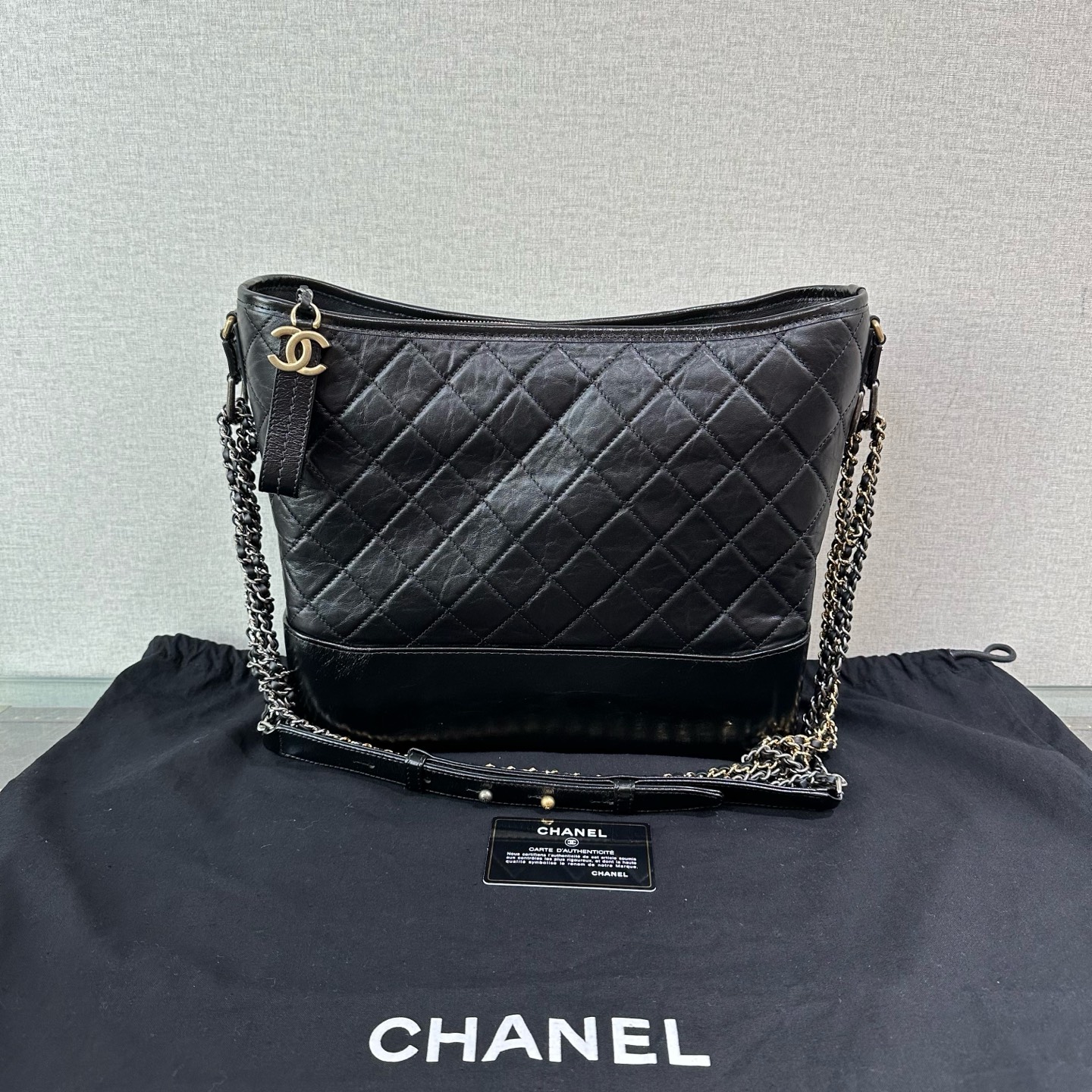 99新 Chanel/香奈儿 【坤姨专属】黑金大号流浪单肩斜挎链条 71280