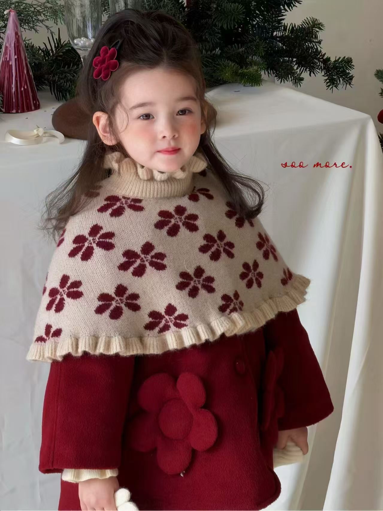 2025款苏沫红色带披肩外套