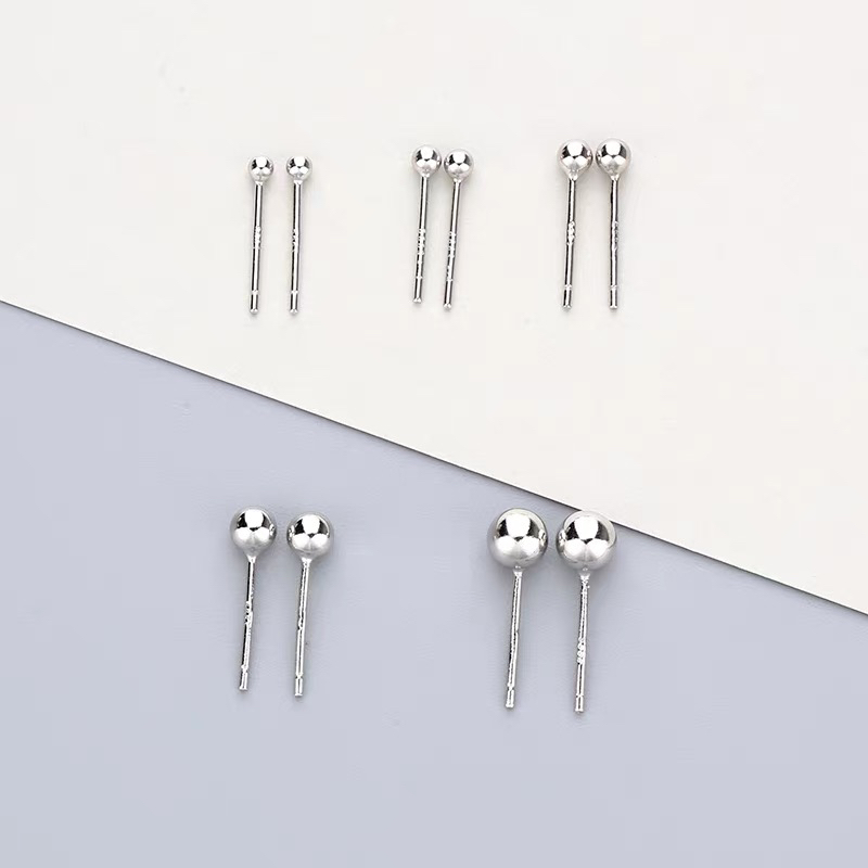 足银耳饰 足银990豆豆耳钉简约百搭养耳洞防过敏耳饰