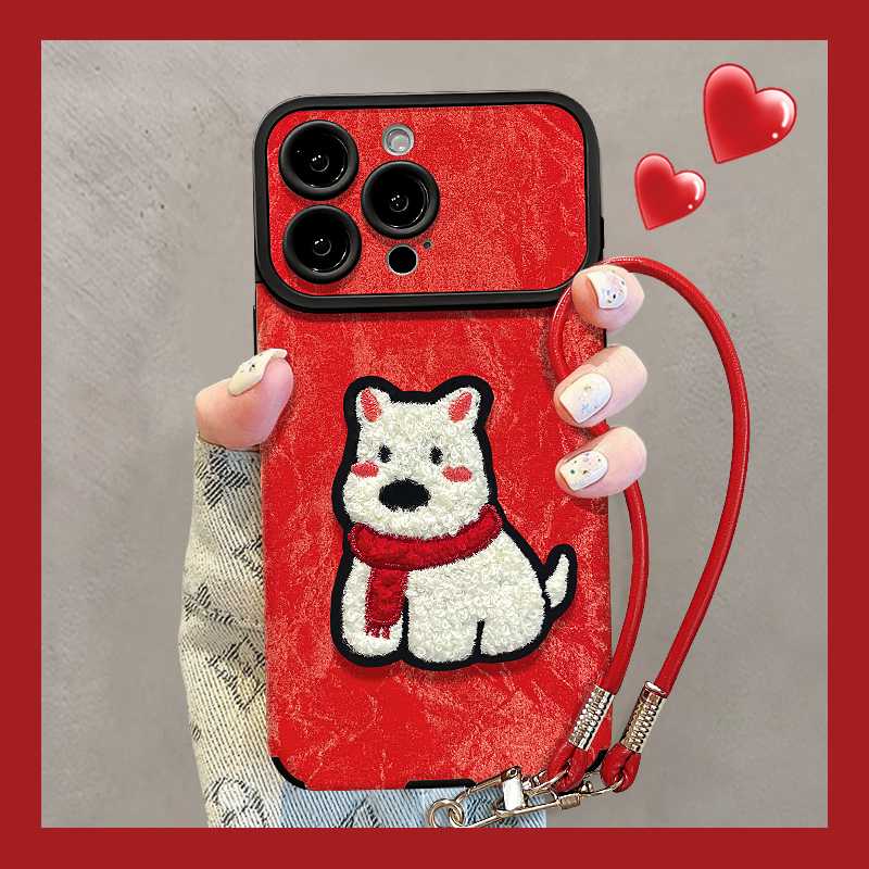 西高地小狗适用苹果17vivo华为oppo小米iPhone16大视窗贴皮手机壳