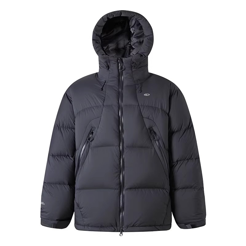 蓝岐极光冬季户外防泼水高蓬白鹅绒中长款连帽羽绒服男