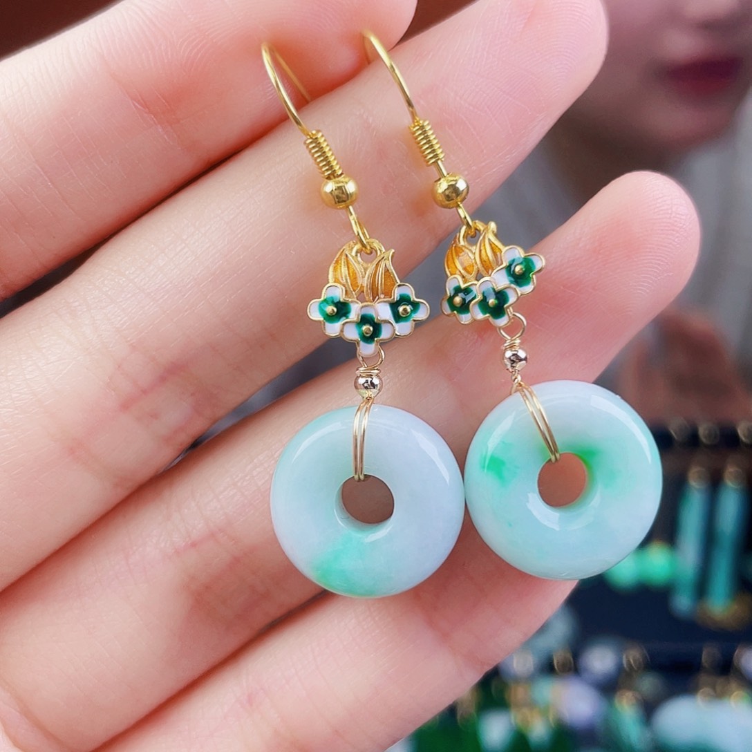 翡翠未镶嵌耳饰饰品